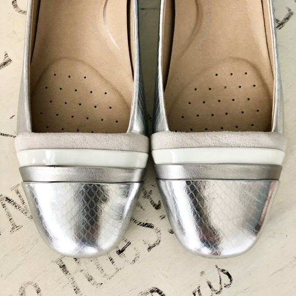Geox, Respira, Metallic Silver,  Ballet Flats, Size, Eur 38, Great Condition - Picture 6 of 16